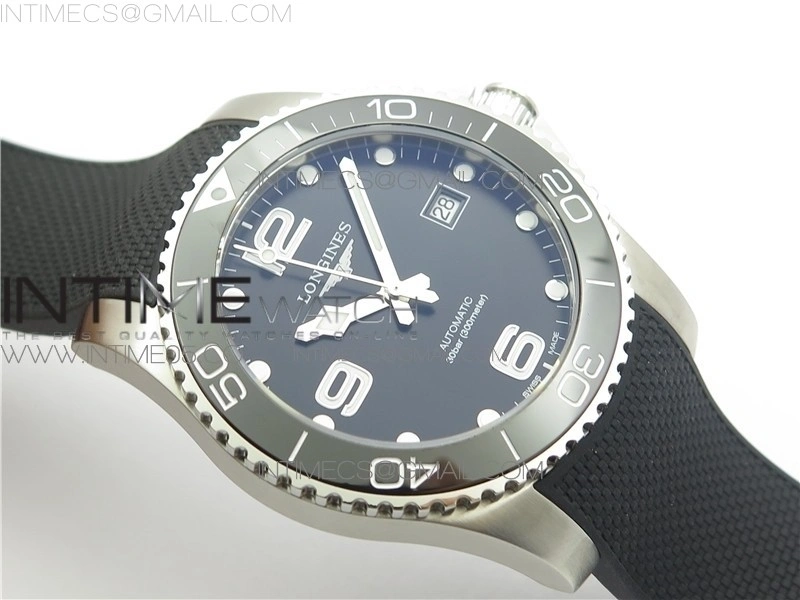 Conquest L3.840.4.56.6 Real Ceramic Bezel SS ZF 1:1 Best Edition Black dial On Rubber Strap A2824